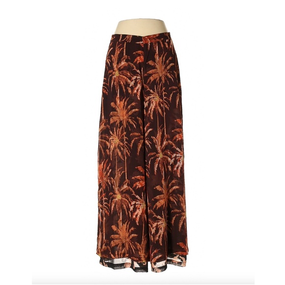 Scotch & Soda Palm Print Wide Leg Pants - Brown, Size S - Picture 2 of 8